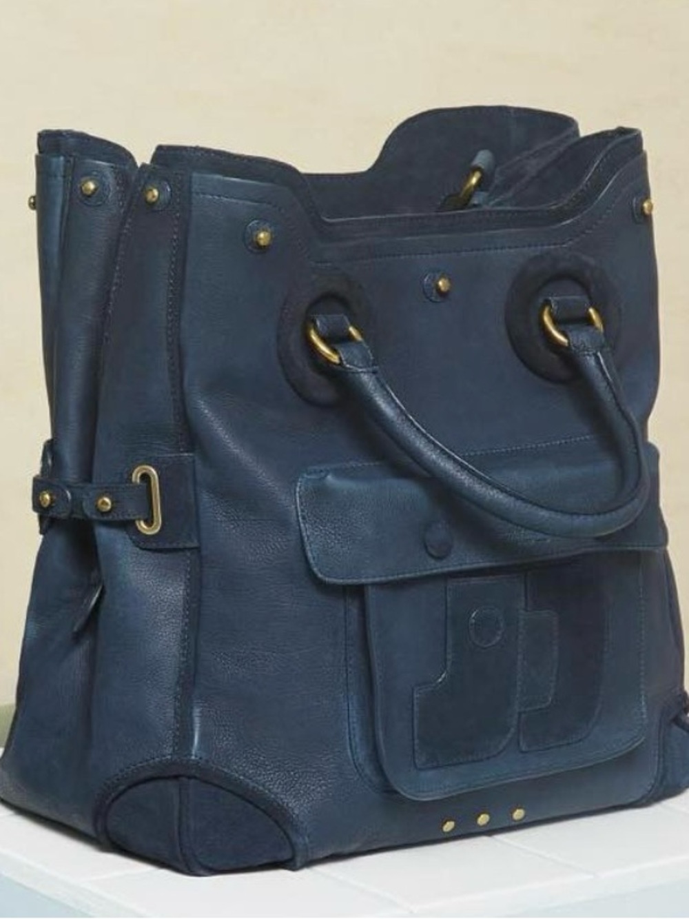 Jerome Dreyfuss Jacky Marine Leather Satchel Bag